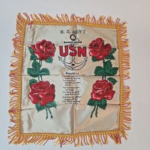 Vintage WW2 U.S. Navy Mother‎ Souvenir Silk Pillow Case